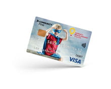 a credit card with a picture of a child dressed as a superhero